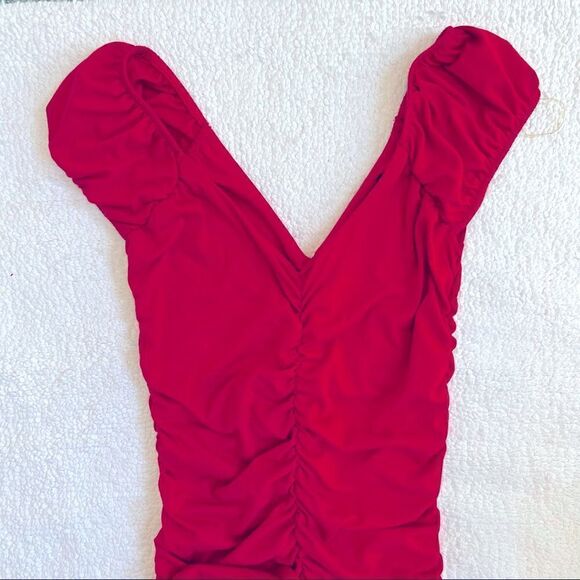 NWT! Planet Gold Red Sleeveless “Ruched” Mini Dress Women’s Size Medium M - Picture 3 of 6